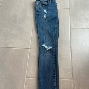 LOFT Dark Blue Distressed Skinny Jeans